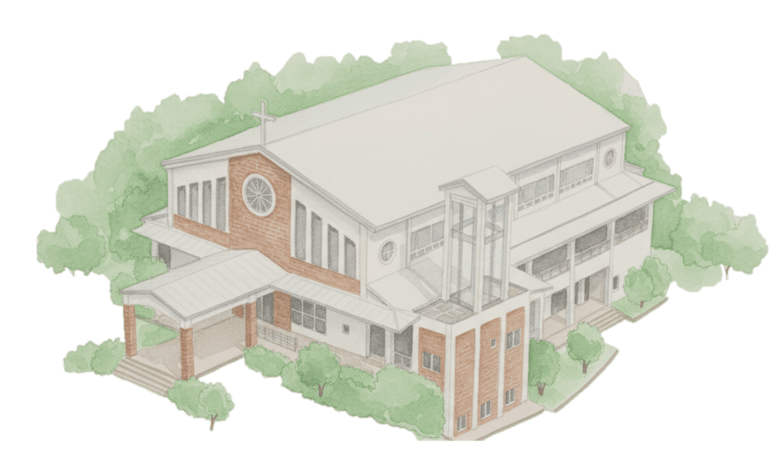 Watercolor illustration of Diocesan Shrine and Parish of Saint Pio of Pietrelcina, Antipolo