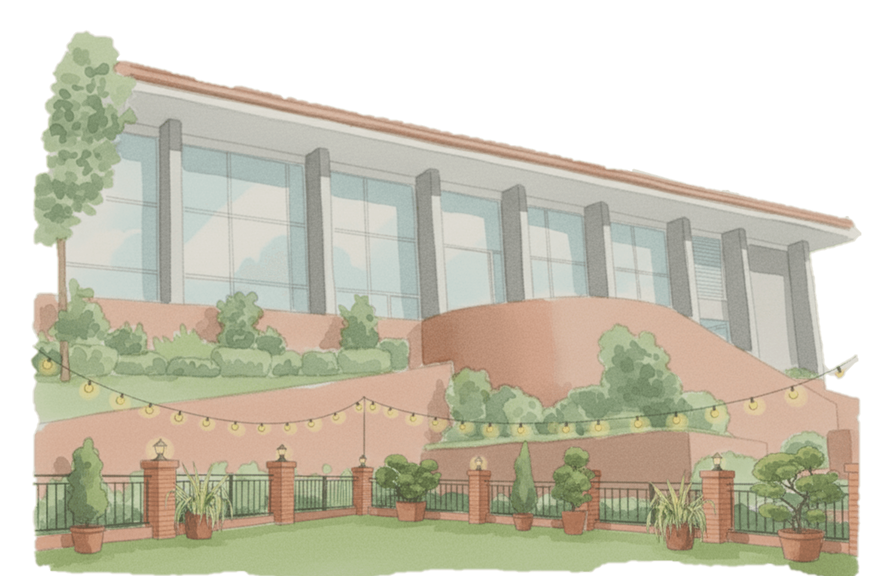 Watercolor illustration of the reception venue